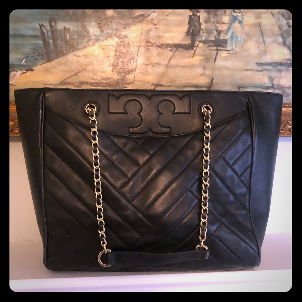 Tory Burch Large Alexa Black Leather Tote